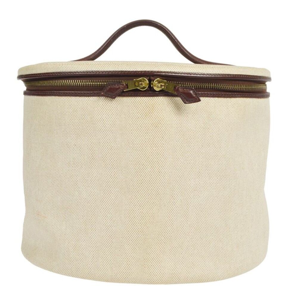 Hermes Acapulco Vanity Toile With Leather Beige Canvas Handbag